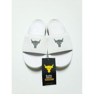 Under Armour UA Project Rock 2.0 Fat Tire Slides White Men's Size 7 3025237-101